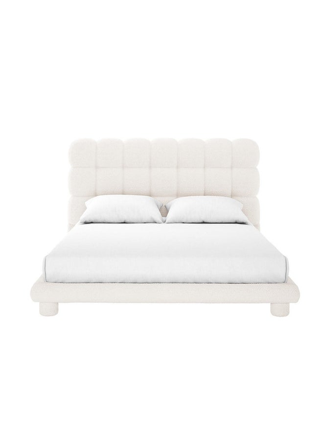 A to Z Furniture - Aina Tufted Boucle Bed 100x200cm Single size Bed in Cream Color - Image 1