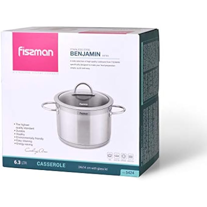 فيسمان قدر بنيامين 24×14 سم، سعة 63 لترًا، مع غطاء زجاجي من الفولاذ المقاوم للصدأ - Image 5