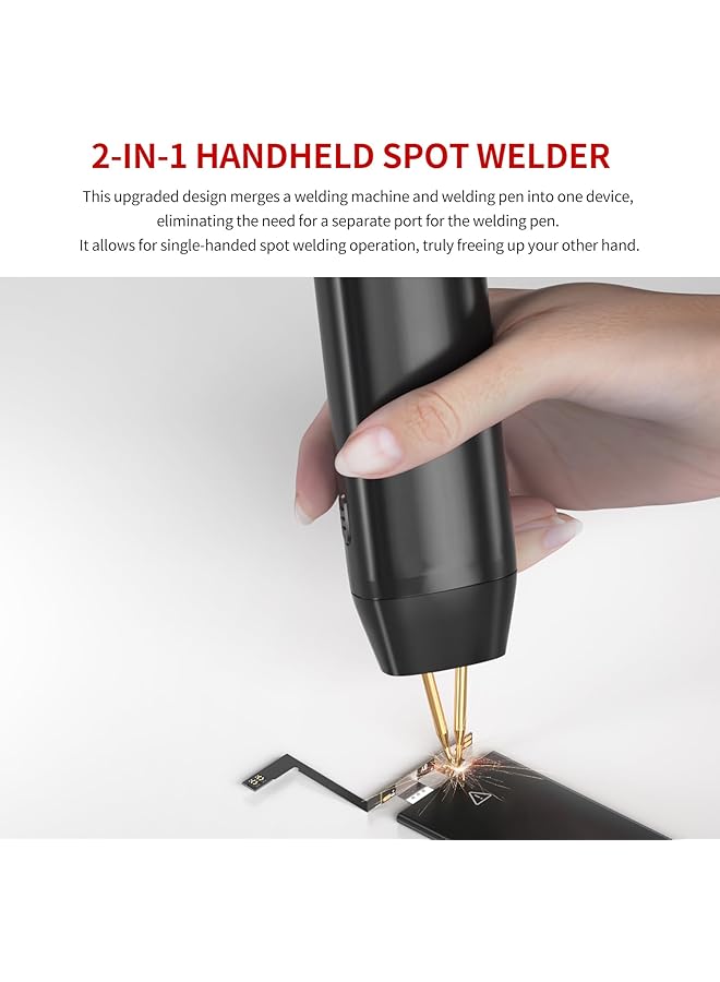 erorex Spot Welder Handheld Spot Welder 11 Gear Adjustable Automatic And Manual Modes Battery Welder For 18650 Battery Welding Nickel Sheets Iron Stainless Steel - Image 4