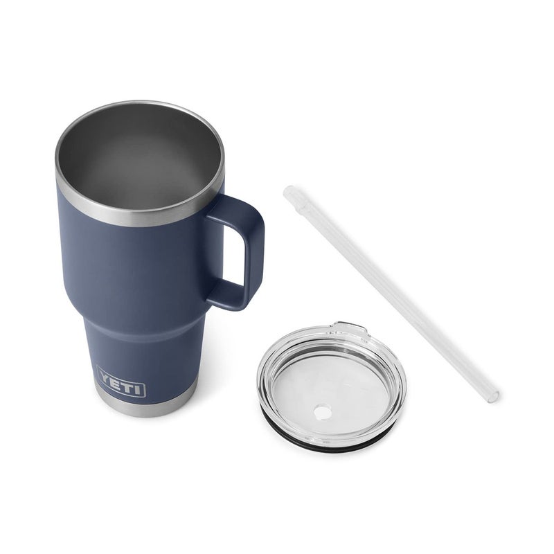 YETI Rambler 35 oz Tumbler with Handle and Straw Lid, Travel Mug Water Tumbler, Vacuum Insulated Cup with Handle, Stainless Steel, Navy - Image 5