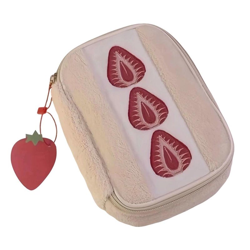 Strawberry Sandwich Cosmetic Large Capacity Card Holder, High-Value Stationery Bag, Sanitary Napkin Toiletries Storage Bag - Image 2