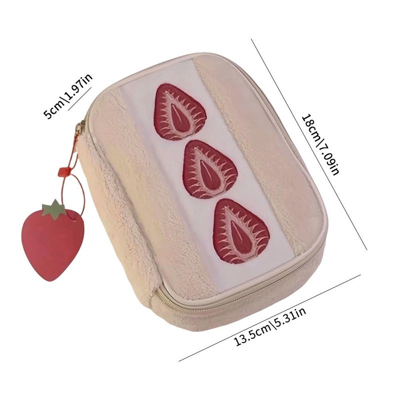 Strawberry Sandwich Cosmetic Large Capacity Card Holder, High-Value Stationery Bag, Sanitary Napkin Toiletries Storage Bag - Image 3
