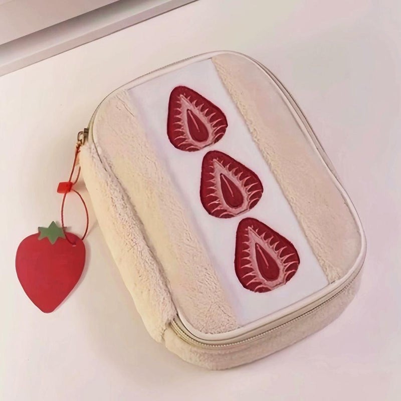 Strawberry Sandwich Cosmetic Large Capacity Card Holder, High-Value Stationery Bag, Sanitary Napkin Toiletries Storage Bag - Image 5