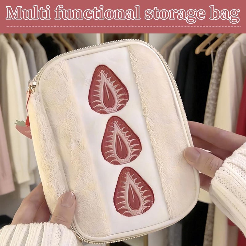 Strawberry Sandwich Cosmetic Large Capacity Card Holder, High-Value Stationery Bag, Sanitary Napkin Toiletries Storage Bag - Image 4