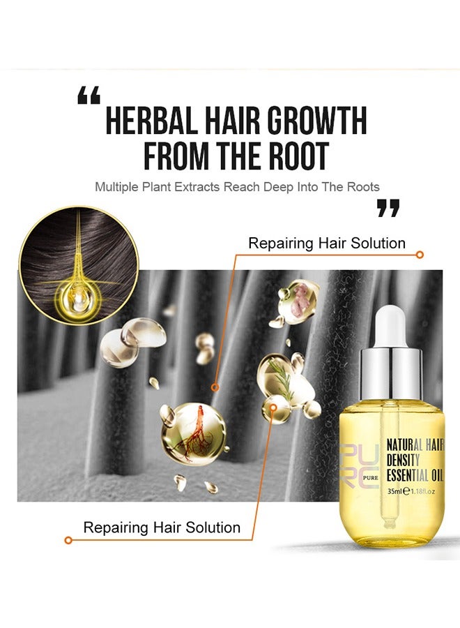 PURC Natural Density Essential Oil, Hair Growth Essence Thickener Regrowth Hair Serum Treatments Oil Fast Grow Hair for Hair Loss Care Product (35ML)  - Image 5