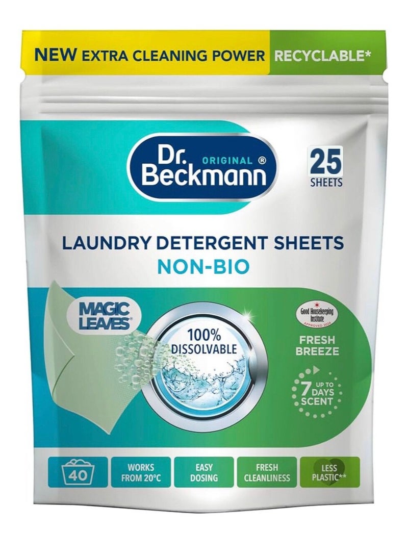 Dr. Beckmann MAGIC LEAVES Laundry Detergent Sheets NON-BIO Convenient and pre dosed laundry detergent sheets  Dissolvable climate neutral 25 sheets 