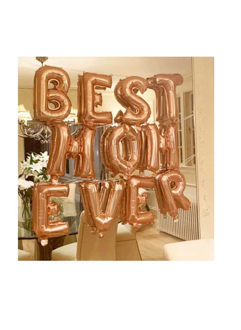 بارتي ويذ إيما بالونات من الذهب الوردي من الألف إلى الياء 32 بوصة بالونات الأبجدية الكبيرة من الذهب الوردي رقائق الهيليوم لتزيين حفل زفاف الذكرى السنوية لحفل ميلاد (ذهبي وردي-W) - Image 3