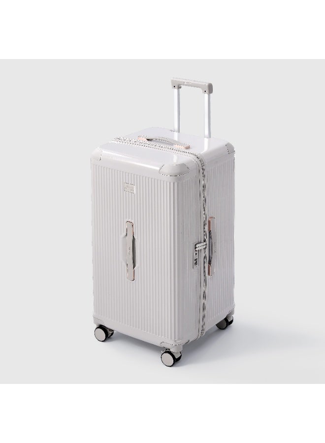 LIGHTGO 7672 Beige middle size suitcase PC Suitcase Trunk case check in luggage 28 inch with TSA travel case YKK zipper - Image 4