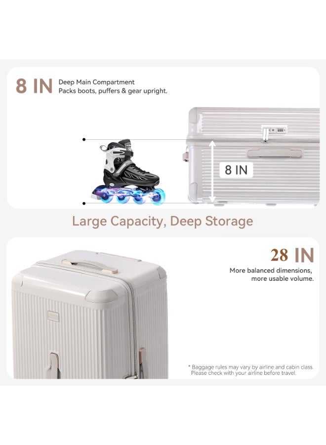 خفيفة الذهاب الأمتعة حقيبة سفر  7672 باللون البيج، متوسطة الحجم، من مادة البولي كاربونيتر (PC)، حقيبة صندوقية للتحميل بحجم 28 بوصة، مع مفتاح TSA ومغلق زippers من نوع YKK. - Image 4