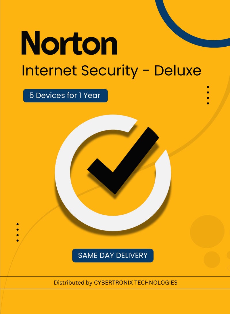 Norton Internet Security – Deluxe | 5 Devices for 1 Year | PC / Mac® / Phones / Tablets | 2025 | Digital License | SAME DAY DELIVERY