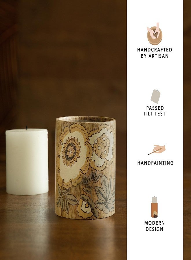 Ellementry Fleur D'or Pillar Candle Holder - Small, Decorative Candlestick Holders for Living Room and Home Décor, Wooden Candle Stands for Wedding, Parties, Gifting and Dining Table Centerpiece - Image 3