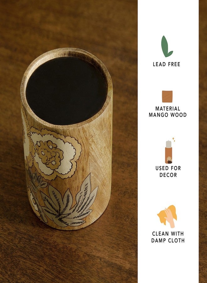 Ellementry Fleur D'or Pillar Candle Holder - Small, Decorative Candlestick Holders for Living Room and Home Décor, Wooden Candle Stands for Wedding, Parties, Gifting and Dining Table Centerpiece - Image 2