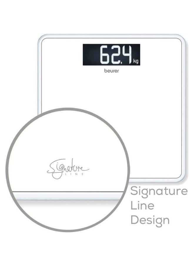 Beurer - GS 400 White Signature Line Glass / Bathroom Scales with Large Tread Surface Made of Super White Safety Glass, Stylish Black Display in XL Format and Load Capacity up to 200 kg - Image 1
