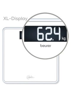 Beurer GS 400 White Signature Line Glass / Bathroom Scales with Large Tread Surface Made of Super White Safety Glass, Stylish Black Display in XL Format and Load Capacity up to 200 kg  - Image 4