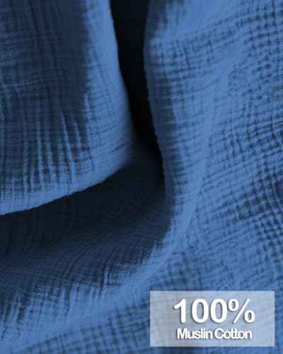MUGVELL Muslin Nursing Covers for Breastfeeding Arch Neckline Breast Feeding Covers for Women Moms Privacy Breathable Summer Nursing Apron Enlarged XL Size Soft Feeding Cover Misty Blue - Image 3