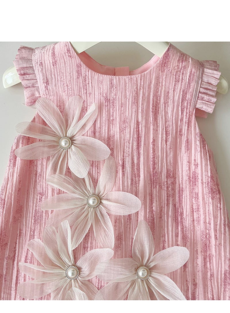 Girl's Sleeveless Cute And Beautiful Floral Dress, Girl's Long Skirt  - Image 3