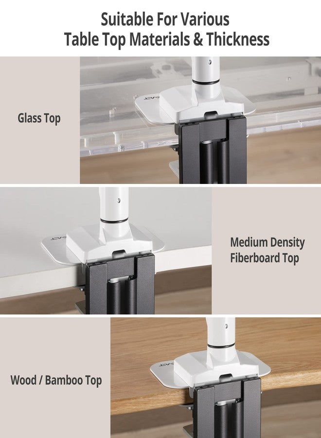AVLT Adjustable Reinforcement Plate Bracket Mount for Fragile Tabletop - Supports Monitor Stand with C Clamp Or Grommet Installation - White - Image 2