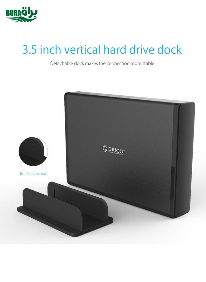 BURAQ ORICO 7688U3 Vertical Aluminum External Hard Drive Enclosure Storage Case Hard Drive Dock for 3.5 inch SATA HDD(Black)  - Image 3