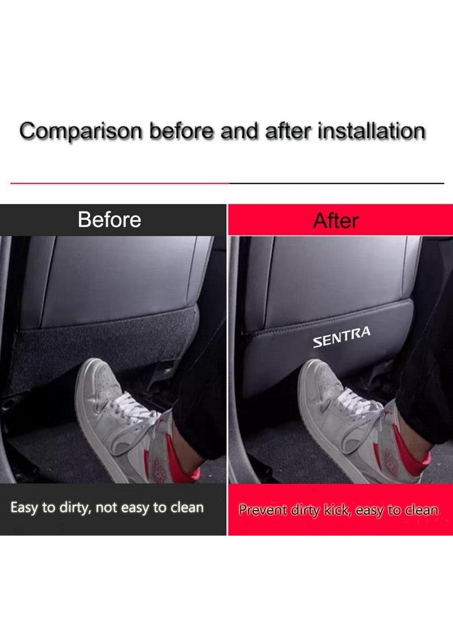 XITER 2Pcs Leather Car Seat Back Protectors Kids Kick Mats Waterproof Backseat Covers for Nissan Sentra 2013-2025 Interior Accessories (Black) - Image 2