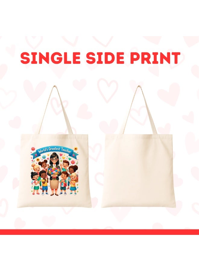 PRINTSHOP4ME Teacher's Day Canvas Cotton Bag with Funny Design - Reusable Canvas Tote Bag - Eco Friendly - Lightweight - Grocery Shopping Bag - Gifts for World Teacher Day - Perfect for School, Office - Image 2