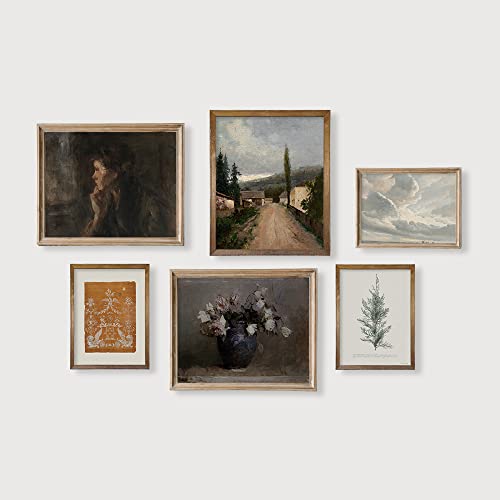 YUMKNOW Vintage Farmhouse Wall Decor - Flower Portrait Neutral Wall Art for Boho French Country Kitchen, Bathroom, Bedroom Picture Poster Print, Brown Room Decor Aesthetic Botanical Cottagecore 6 Set Unframed - Image 4