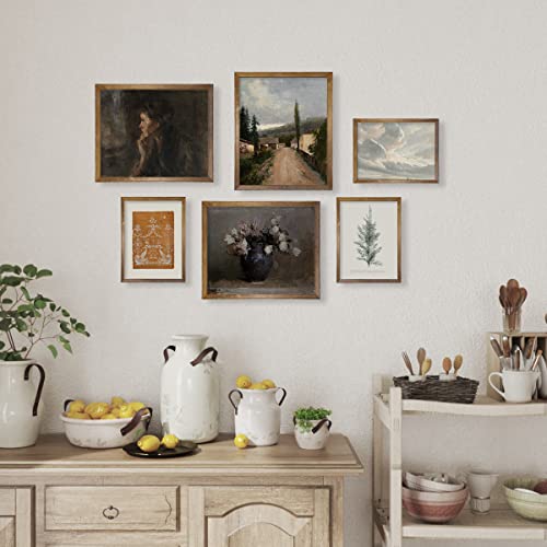 YUMKNOW Vintage Farmhouse Wall Decor - Flower Portrait Neutral Wall Art for Boho French Country Kitchen, Bathroom, Bedroom Picture Poster Print, Brown Room Decor Aesthetic Botanical Cottagecore 6 Set Unframed - Image 3