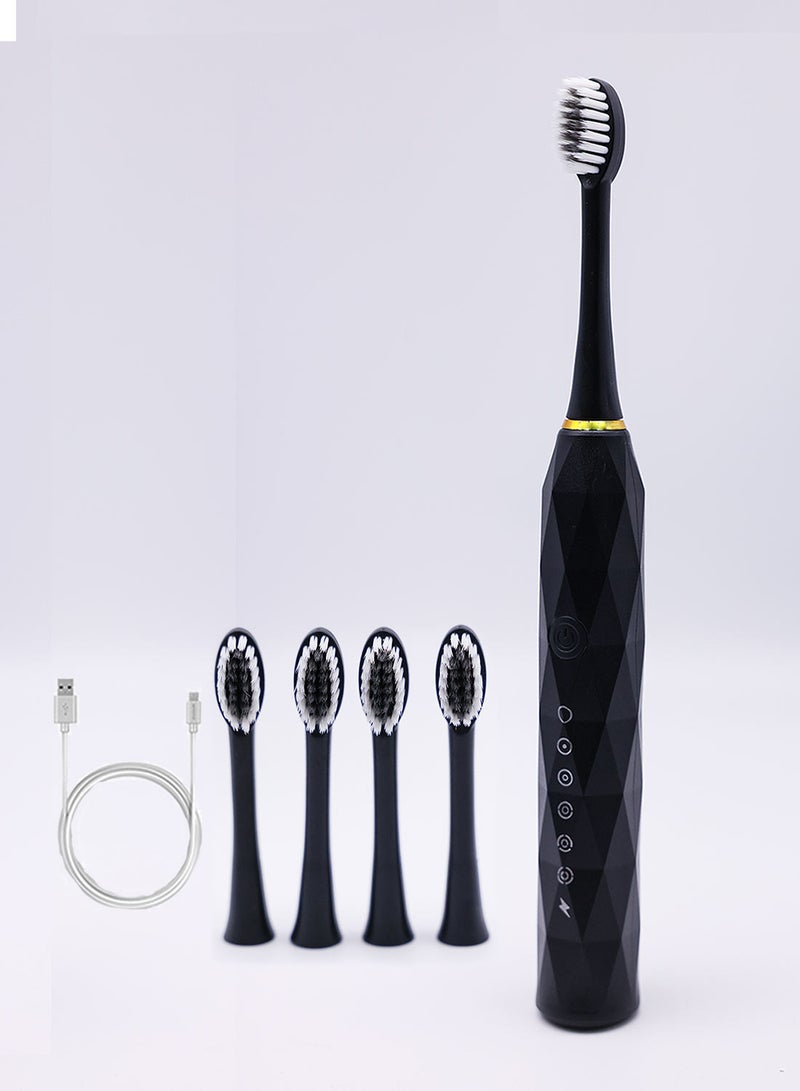 Electric Toothbrushes for Adults with 4 Brush Heads, Sonic Rechargeable Teeth Whitening Toothbrush, Power Toothbrush with 6 Cleaning Models Black - Image 1
