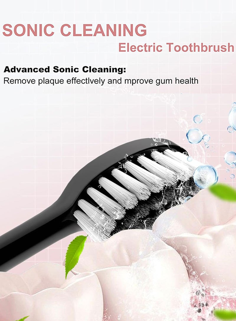 Electric Toothbrushes for Adults with 4 Brush Heads, Sonic Rechargeable Teeth Whitening Toothbrush, Power Toothbrush with 6 Cleaning Models Black - Image 4