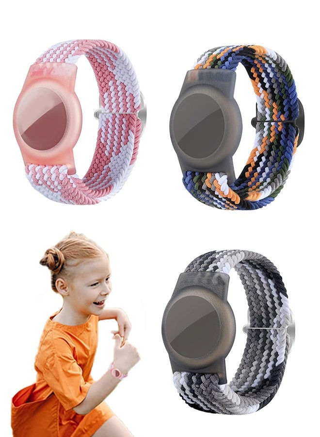 GIFT 3 Pack Airtag Kids Wristbands, Kids Bracelet Compatible with Apple AirTag, Nylon Strap Tracker Cassette Holder Accessories for Toddlers Adults, Adjustable Anti-Lost - Image 1