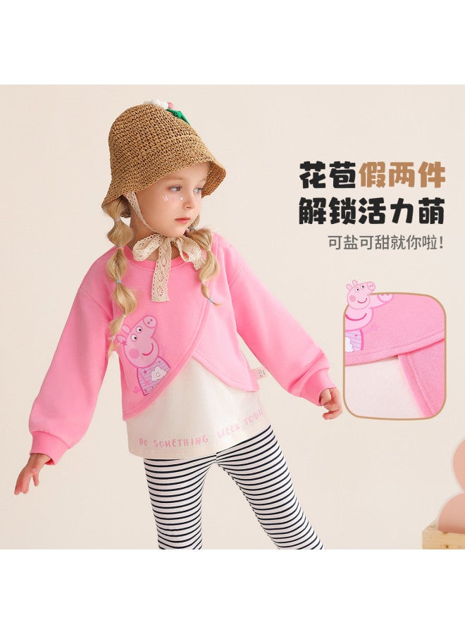 peppa Pig Spring Girls' Comfortable And Skin-friendly Pullover Hoodie - Versatile Baby Top - Image 3