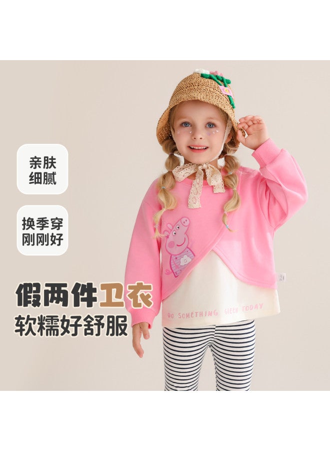 peppa Pig Spring Girls' Comfortable And Skin-friendly Pullover Hoodie - Versatile Baby Top - Image 2