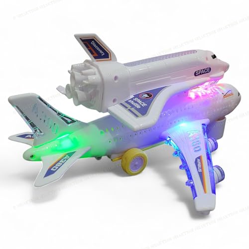 SHAKTISM Airbus A380 Toy Airplane with Lights and Sound, Bump and Go Action, Educational Aircraft Playset for Kids - Image 3
