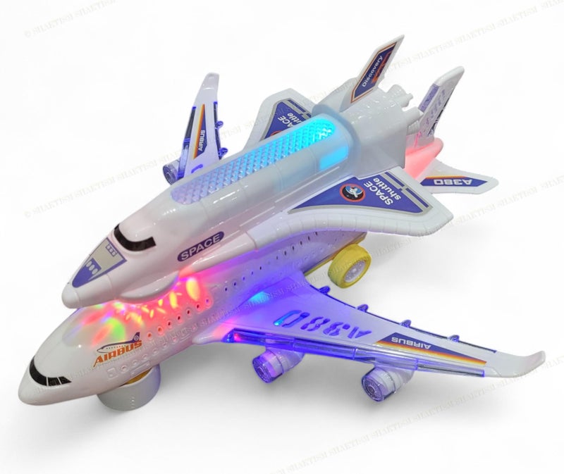 SHAKTISM Airbus A380 Toy Airplane with Lights and Sound, Bump and Go Action, Educational Aircraft Playset for Kids - Image 2