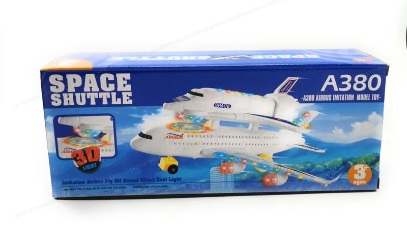 SHAKTISM Airbus A380 Toy Airplane with Lights and Sound, Bump and Go Action, Educational Aircraft Playset for Kids - Image 5