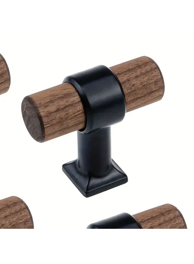 4pcs Beech Wood Drawer Pulls With Black Metal Base 1.57 Inch Kitchen Cabinet Knobs - Image 5