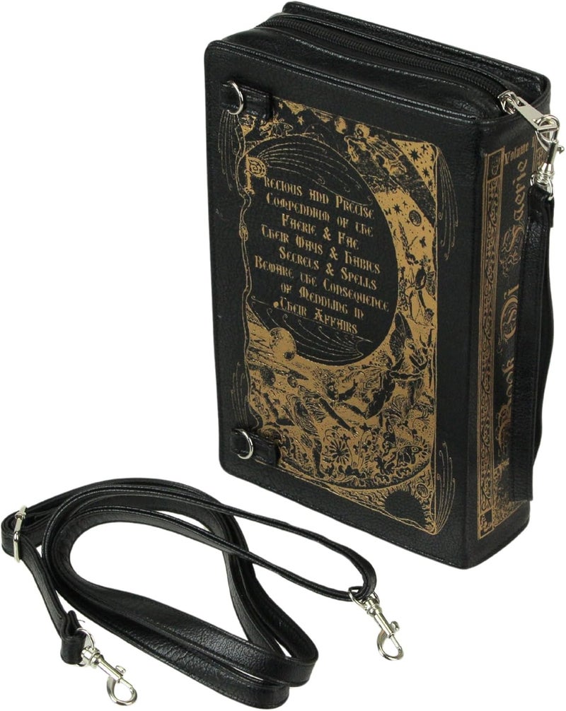 Things2Die4 Elegant Literary Novelty Clutch Purse Collection: Book-Shaped Handbags with Crossbody and Wrist Strap Options, Book of Faerie - Beige, 9.5-inch, Book of Faerie - Image 3