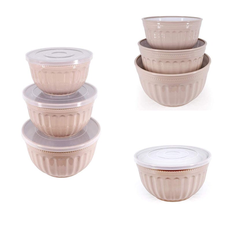 RHYDON Multipurpose 3 Pcs Mixing Bowls Salad Bowl Nesting Bowls Space Saving Food Grade Plastic Bowls with airtight Lids for Home Food Storage Stackable Kitchen ContainersStorage Bowls for Snack - Image 2