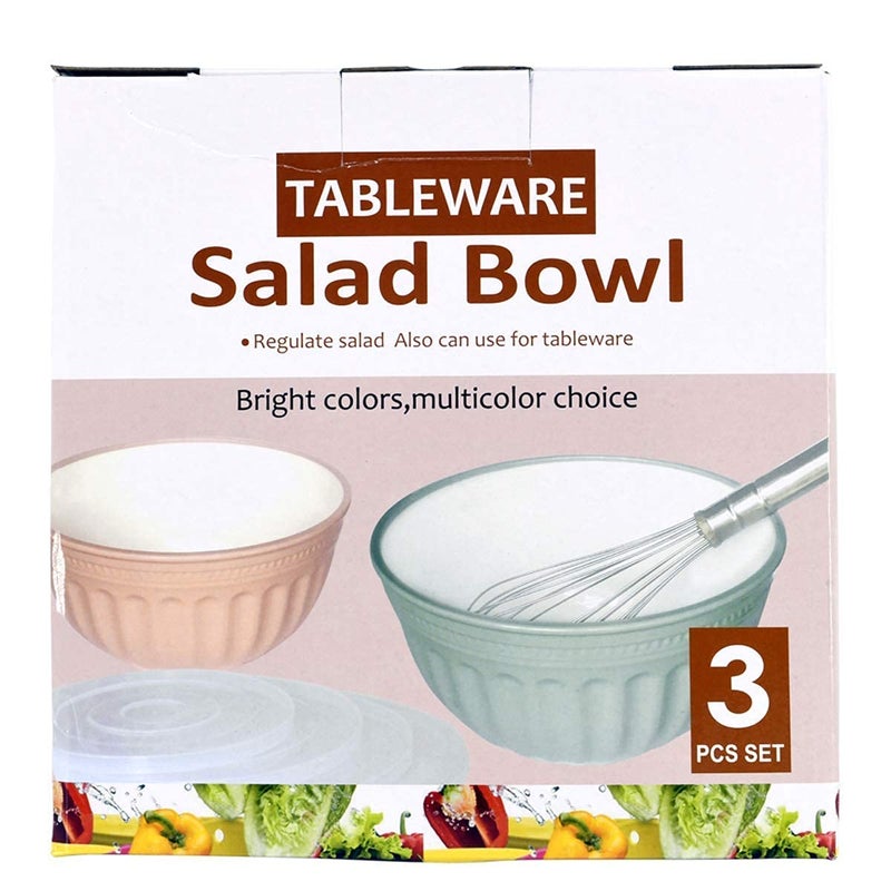 RHYDON Multipurpose 3 Pcs Mixing Bowls Salad Bowl Nesting Bowls Space Saving Food Grade Plastic Bowls with airtight Lids for Home Food Storage Stackable Kitchen ContainersStorage Bowls for Snack - Image 5