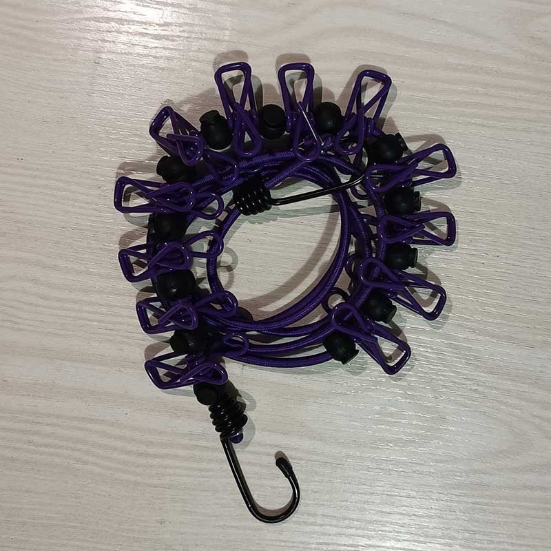 Dormitory Clothesline with Antislip Clips Purple 