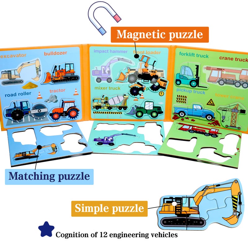 QimuMku Magnetic Puzzles for Kids Ages 1-3, Travel Toddler Puzzles Ages 2-4 Year, Excavator Refrigerator Magnet for Kids Learning Gift for Road Trip - Image 3