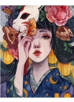 Excefore DIY Flower Girl Paint by Numbers Kits, DIY Gift Oil Painting for Kids, Students, Adults Beginner with Brushes and Acrylic Pigment - Pretty Women Portrait Picture 16x20 inch(Without Frame)  - Image 1