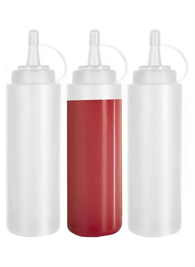 LIMITLESS 3 Pcs Squeeze Condiment Bottles with Twist On Cap Lids, 200ML Multipurpose Squirt Bottles, Dispensing Bottles for Sauce, BBQ, Paint, and Olive Oil (3 Pack)  - Image 1