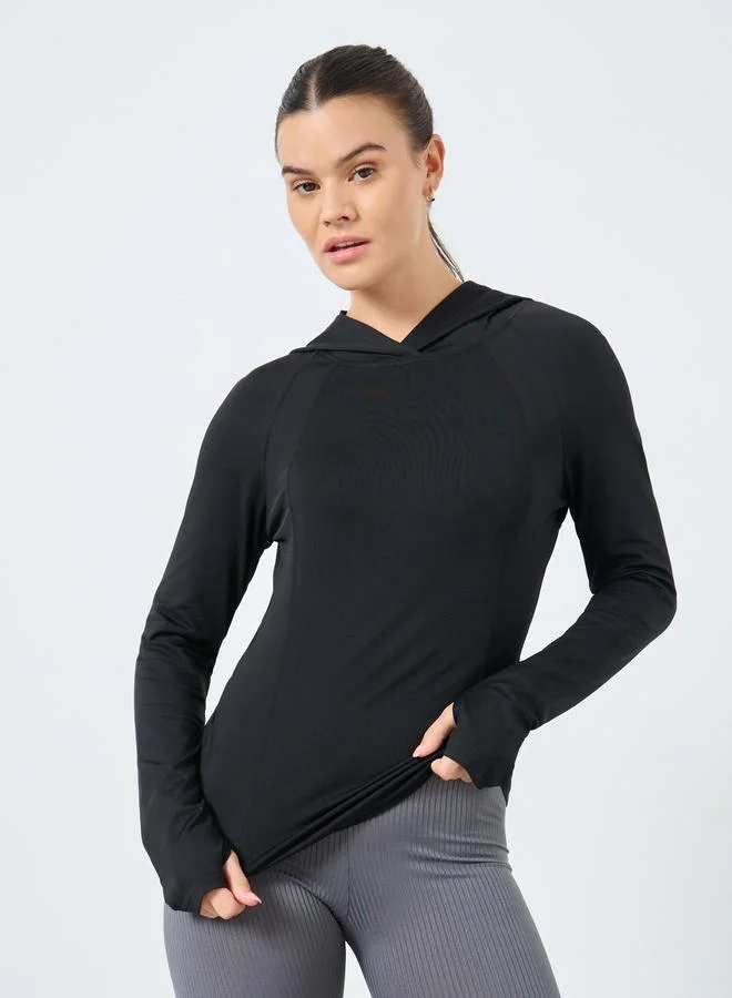 ستايلي اكتيف بلوزة بغطاء رأس بتفاصيل خياطة كونتور ستايلي