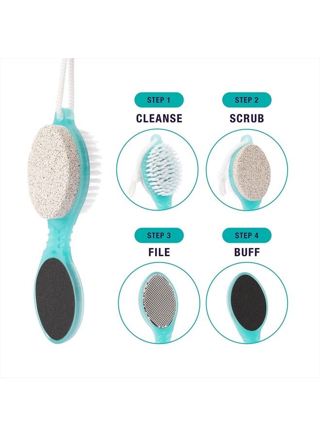 TRIM Simply Foot 4-in-1 Foot Paddle – Include Metal Foot Rasp, Pumice Stone, Foot Brush, and Abrasive Surface – Easy to Use Foot Care Tools for DIY Pedicures – Ideal for Men and Women – Teal - Image 3