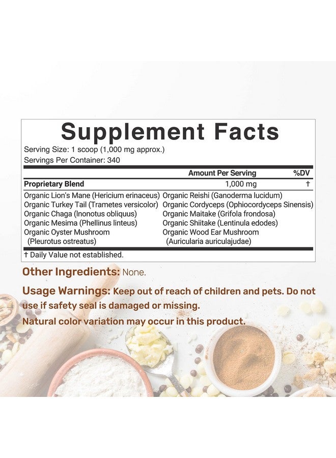 ملحق الصفقة مكمل غذائي من مسحوق الفطر العضوي من DEAL SUPPLEMENT، 12 أونصة - مزيج نشط 10 في 1 - شيتاكي، عرف الأسد، كورديسيبس، شاجا، مع المزيد - يدعم صحة المناعة والطاقة والدماغ - غير معدل وراثيًا، نباتي - Image 2