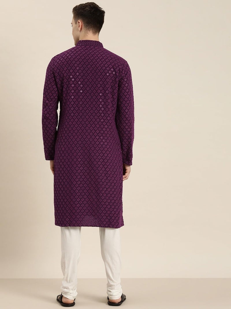 SWAGG INDIA Men's Solid Rayon Blend Embroided Regular Kurta - Image 4