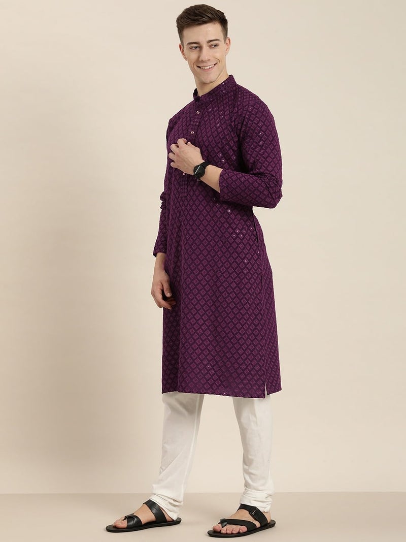 SWAGG INDIA Men's Solid Rayon Blend Embroided Regular Kurta - Image 3