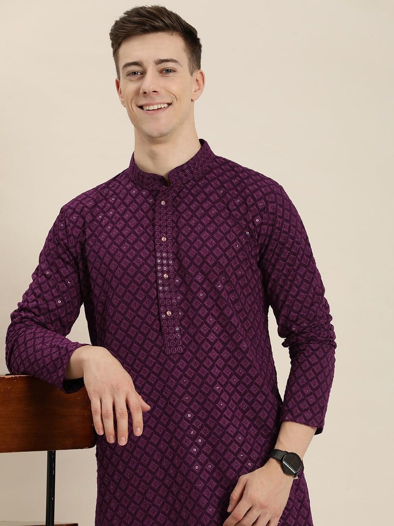 SWAGG INDIA Men's Solid Rayon Blend Embroided Regular Kurta - Image 2