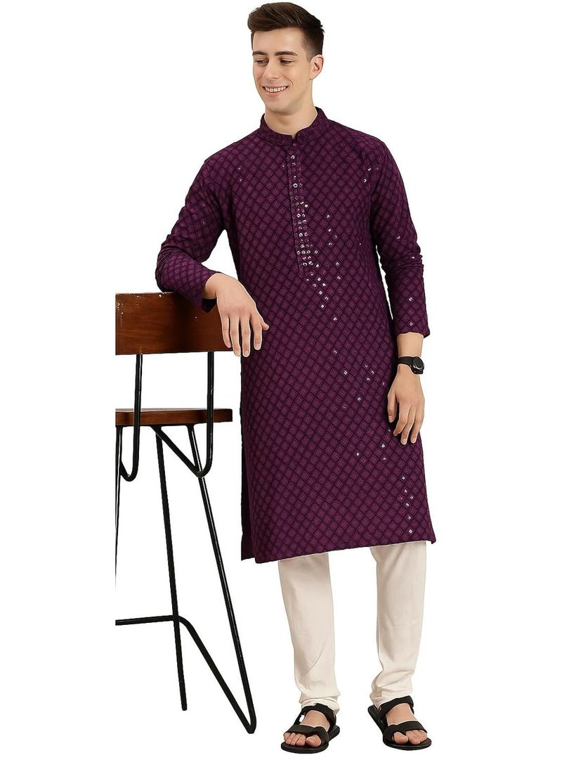 SWAGG INDIA Men's Solid Rayon Blend Embroided Regular Kurta - Image 1