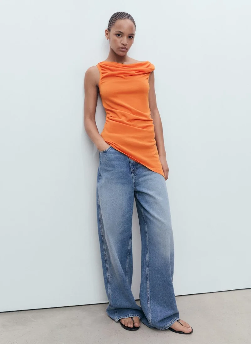 MANGO Draped Knitted Top